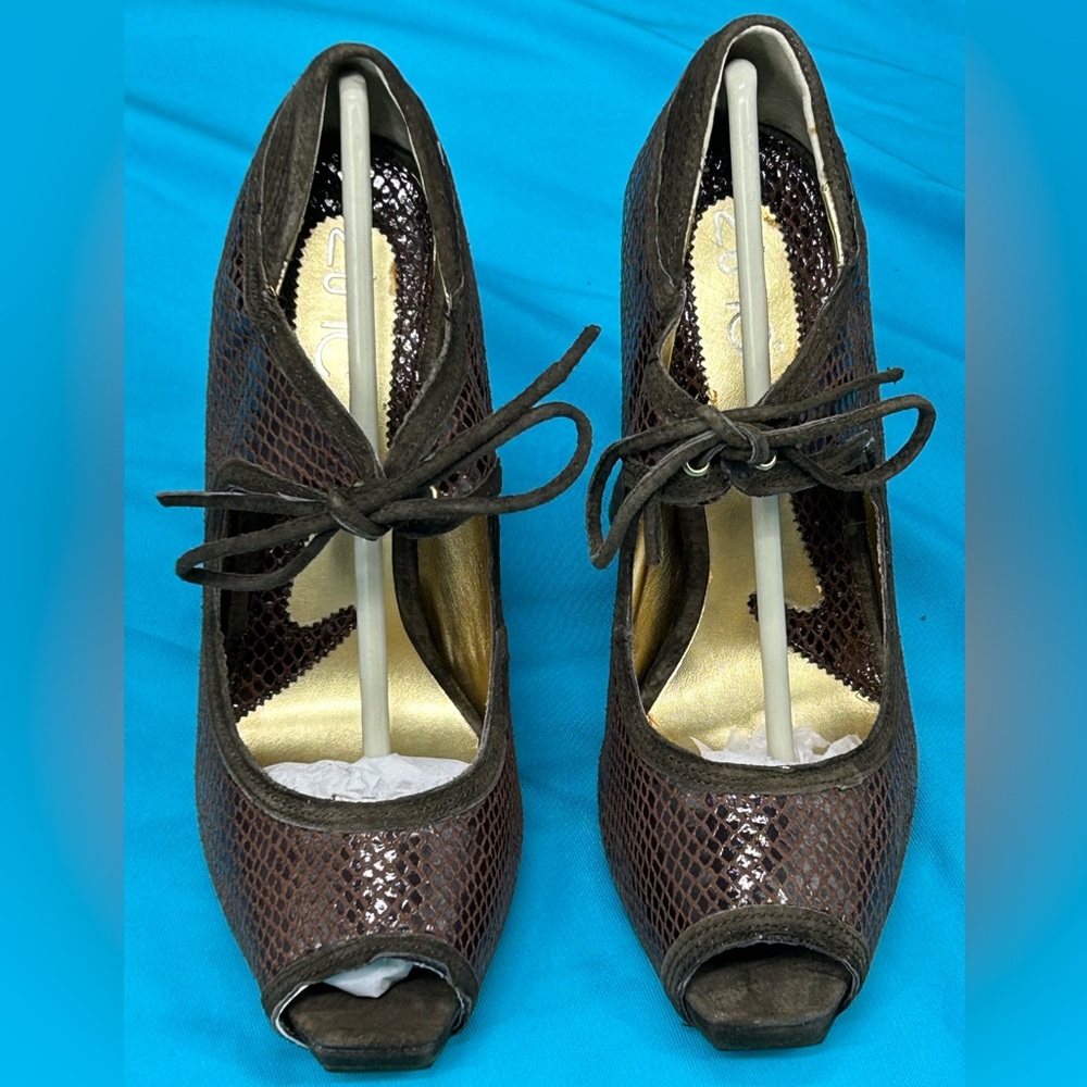 Zinc Super Tall Platform Chunky Heel Open Toe Shoes sz 9.5 NIB